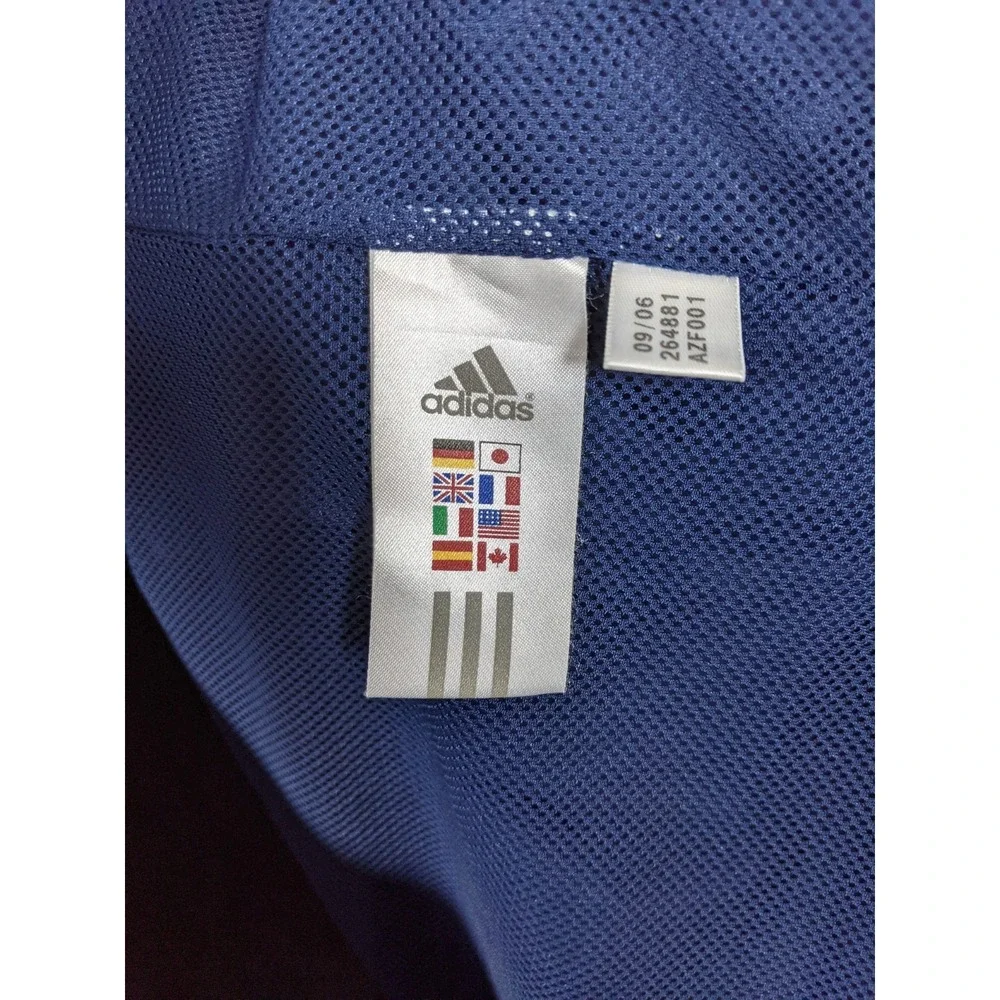 Vintage Adidas Windbreaker Jacket Mens XL Navy Blue 3 Stripe Mesh Lined Hooded